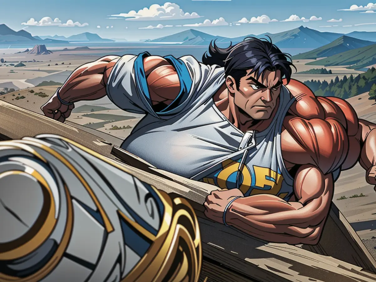 Person depicted in the image resembles a male figure, potentially Middle Eastern, donning a camouflage print outfit, with a serious expression. He appears to be armed with a rifled weapon of some sort, standing in a rugged, arid environment. The setting suggests a military conflict, possibly in a Middle Eastern country. House in Louisiana mulling over a proposal to boost sports betting operator tax from 15% to 32.5%, creating SPORT Fund for university sports.